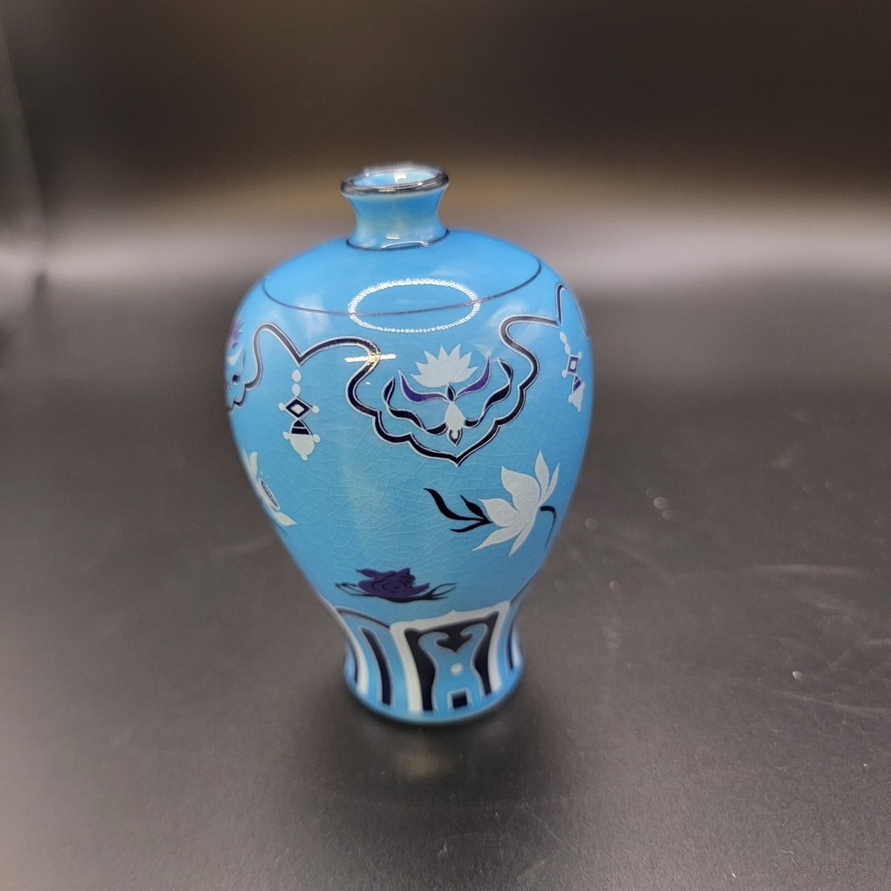 Mini Ceramic Vase Blue 3&1/2" American Express Japan Premium Gift 1983